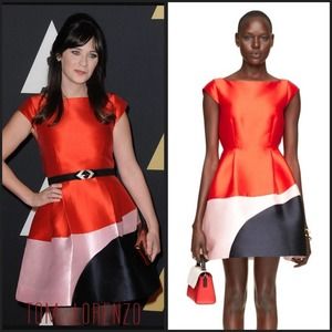 Kate Spade Do Wonders Color Block Fit & Flare Dress Red Pink Navy Blue sz 10